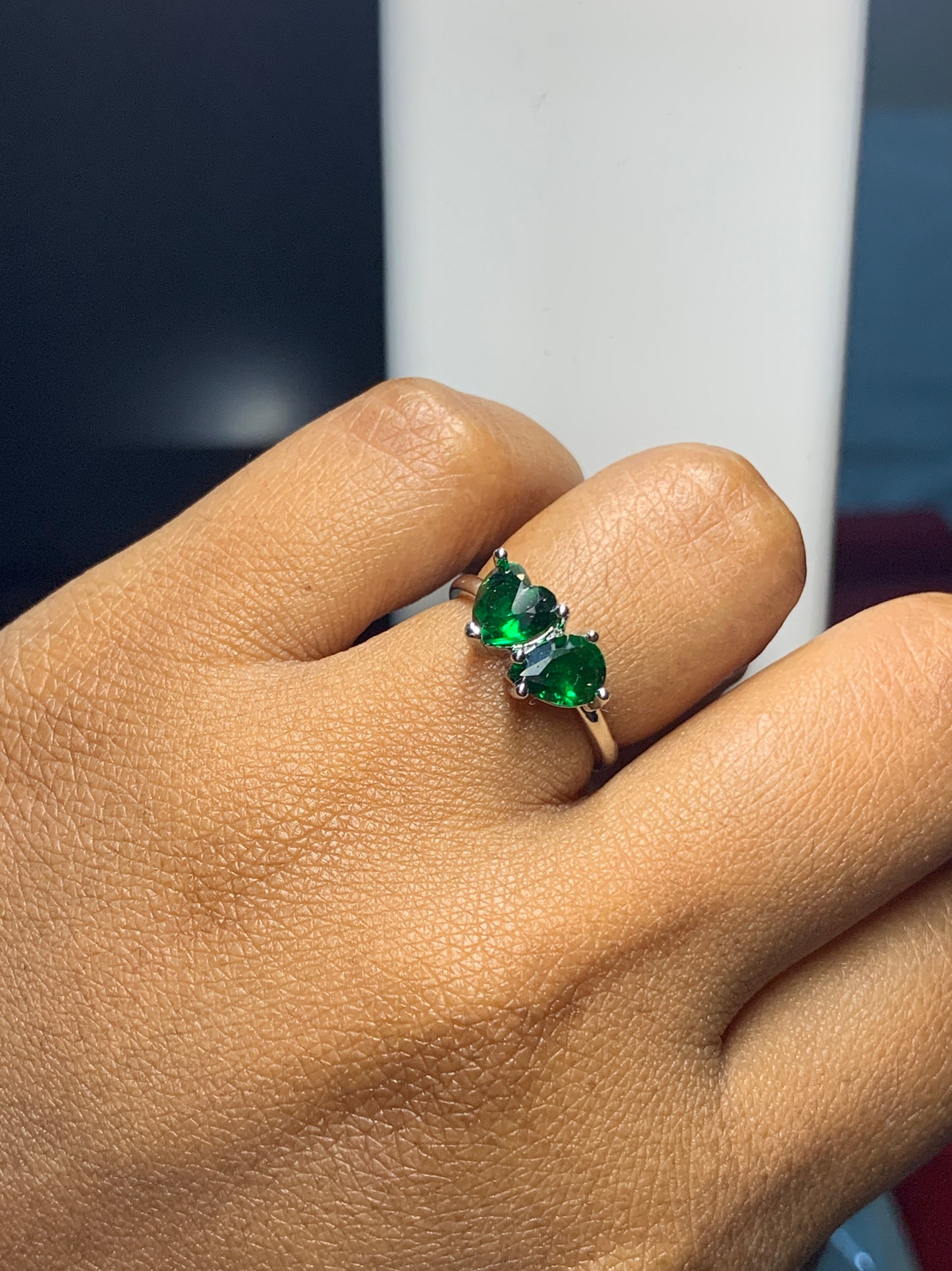 Heart Pear Emerald Ring